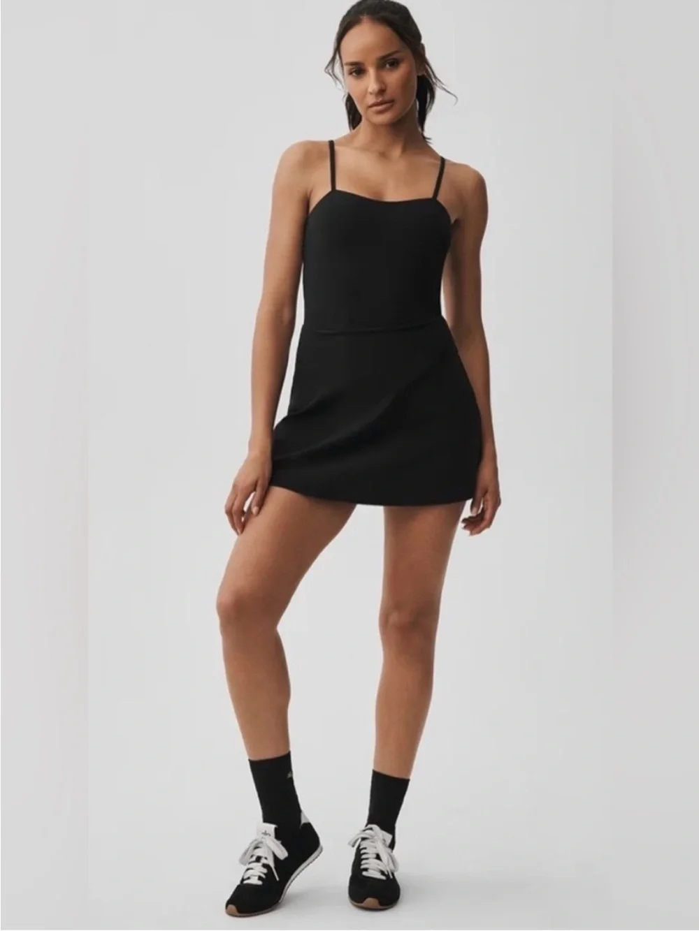 Alo Yoga Courtside Tennis Dress Black Sz L 12-14 W8176R